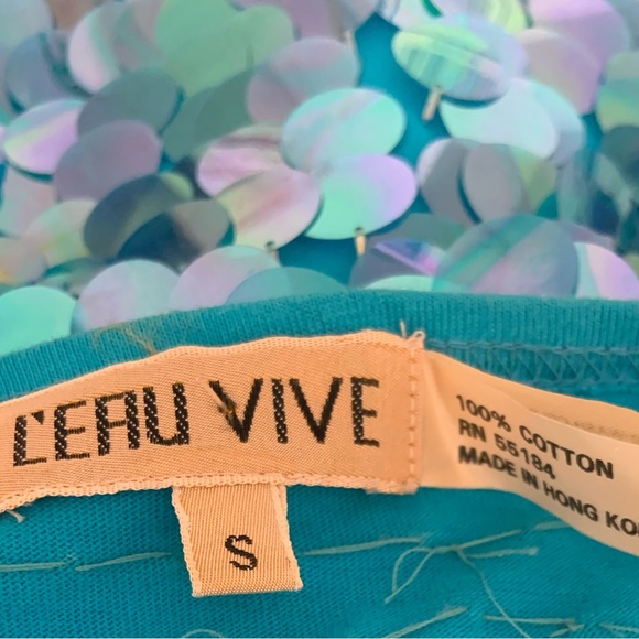 L’Eau Vive Turquoise Pailette Top - Picture 6 of 6